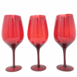 SET 6 BICCHIERI CALICI DI VETRO ROSSO PER LA TAVOLA