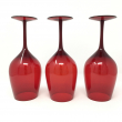 SET 6 BICCHIERI CALICI DI VETRO ROSSO PER LA TAVOLA