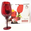 SET 6 BICCHIERI CALICI DI VETRO ROSSO PER LA TAVOLA