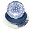 SERVIZIO TAVOLA 18 PEZZI PIATTI MASAI BLUE IN CERAMICA