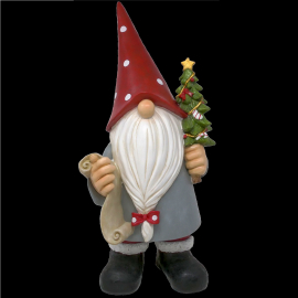 GNOMO CON ALBERO IN RESINA DECORAZIONE NATALIZIA