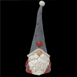 GNOMO IN RESINA CON CAPPELLO GRIGIO DECORAZIONE NATALIZIA
