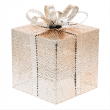 PACCO REGALO CUBICO CM 25 H A BATTERIA , GIFT BOX CHAMPAGNE LUCIDO TRAFORATO