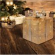 PACCO REGALO CUBICO CM 25 H A BATTERIA , GIFT BOX CHAMPAGNE LUCIDO TRAFORATO