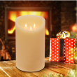 CANDELA LED H25 AVORIO FIAMMA IN MOVIMENTO DIAMETRO 15CM BIANCO CALDO CON TIMER, DECORAZIONE PER LA CASA