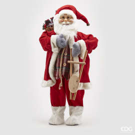 BABBO NATALE CM 81H CON DECORO IN LEGNO