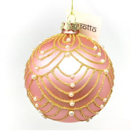 SFERA VETRO VIVIENNE DIAMETRO CM 10 ROSA CON PERLINE