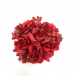 CORONA PORTACANDELA CON ROSE ROSSE E MEOLOGRANO DUE MISURE
