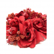 CORONA PORTACANDELA CON ROSE ROSSE E MEOLOGRANO DUE MISURE