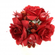 CORONA PORTACANDELA CON ROSE ROSSE E MEOLOGRANO DUE MISURE