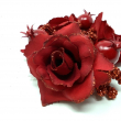 CORONA PORTACANDELA CON ROSE ROSSE E MEOLOGRANO DUE MISURE