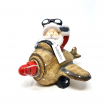 BABBO NATALE AVIATORE CON LED E SCRITTE CM 20 X 22 x 18 H A BATTERIA