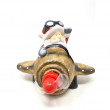 BABBO NATALE AVIATORE CON LED E SCRITTE CM 20 X 22 x 18 H A BATTERIA