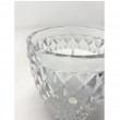 CANDELA CON VASO IN VETRO DECORATO CON ROMBI DIAMETRO CM 8,5 X 10 H
