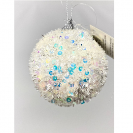 SFERA BIANCA LASER CON PAIETTES DIAMETRO 12 CM