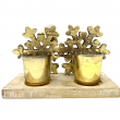 PORTACANDELA VAJOLET CON FIOCCO ORO CM 20 X 10 X 13 H