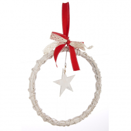 PENDAGLIO AD ANELLO BIANCO CON STELLA CM 25 DA APPENDERE