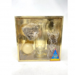 SET CANDELA DECORAZIONE CON CANDELIERE, PIGNE E SABBIETTA DECORATIVA