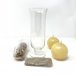SET CANDELA DECORAZIONE CON CANDELIERE, PIGNE E SABBIETTA DECORATIVA