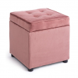 POUF CONTENITORE BELLVILLE IN VELLUTO BLUSH