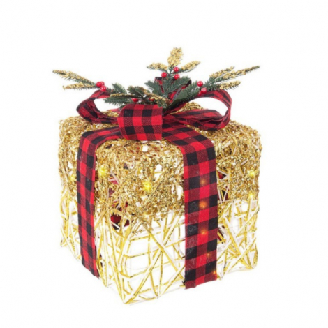 PACCO REGALO BRUGES ORO CON LED MISURA L