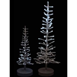 Alberino Argentato con 72 Led e Giochi Luce H cm 50