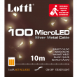 CATENA LINEARE 10 METRI A BATTERIA 100 MICROLED BIANCO CALDO, FILO MODELLABILE DA INTERNO LUCE FISSA