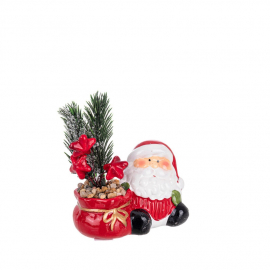 DECORAZIONE BABBO BURG CON PIANTA CM 11,5H