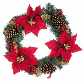 CORONA JOSIE POINSETTIA ROSSO DIAMETRO CM 55