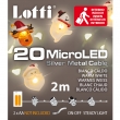 CATENA LINEARE 2 METRI A BATTERIA PIATTA 20 MICROLED VARI COLORI FILO MODELLABILE DA INTERNO LUCE FISSA