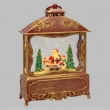 LANTERNA PIATTA GLITTER ILLUMINATA CM 27 H CON BABBO NATALE