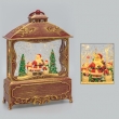 LANTERNA PIATTA GLITTER ILLUMINATA CM 27 H CON BABBO NATALE