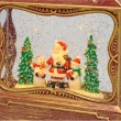 LANTERNA PIATTA GLITTER ILLUMINATA CM 27 H CON BABBO NATALE