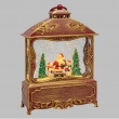 LANTERNA PIATTA GLITTER ILLUMINATA CM 27 H CON BABBO NATALE