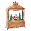 LANTERNA PIATTA GLITTER ILLUMINATA CM 27 H CON BABBO NATALE