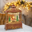LANTERNA PIATTA GLITTER ILLUMINATA CM 27 H CON BABBO NATALE