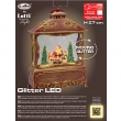 LANTERNA PIATTA GLITTER ILLUMINATA CM 27 H CON BABBO NATALE