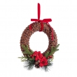 CORONA GUENTA TONDO ROSSO CON POINSETTIA DUE MISURE