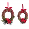 CORONA GUENTA TONDO ROSSO CON POINSETTIA DUE MISURE