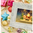 CORNICE ILLUMINATA CON GLITTER E BABBO NATALE CM21H DUE VERSIONI