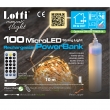 CATENA METRI 10 CON 100 MICROLED FILO MODELLABILE, BATTERIA POWER BANK 1800MAh RICARICABILE ,TELECOMANDO ,TIMER,GIOCHI DI LUCE