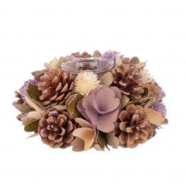 PORTACANDELA AGATHA 1P TONDO BEIGE-LILLA