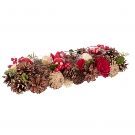 PORTA CANDELA AILEEN 3P RETTANGOLARE ROSSO/NATURALE