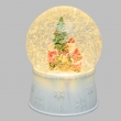 SFERA GLITTER BIANCA ILLUMINATA CM 17H CON BABBO NATALE
