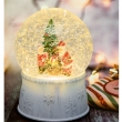SFERA GLITTER BIANCA ILLUMINATA CM 17H CON BABBO NATALE