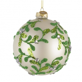 SFERA FLORET IN VETRO BIANCO-VERDE DUE MISURE