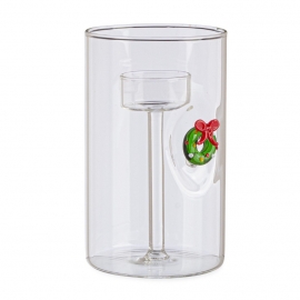 PORTA CANDELA LAVISH IN VETRO CM 15 H
