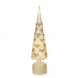 DECORAZIONE PINO FLOCK ROTANTE CHAMPAGNE CM 40H