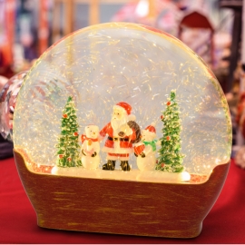 DECORAZIONE GLITTER ARCO ILLUMINATA CM 19H PAESAGGIO CON BABBO NATALE