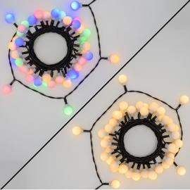 CATENA LUMINOSA 4,7 METRI A BATTERIA CON 48 SFERE DUAL LED, 2 COLORI IN 1 PER INTERNO/ESTERNO TIMER INTEGRATO